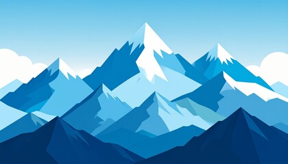 Fototapeta premium Majestic snow capped mountain peaks under clear blue sky dramatic landscape nature view