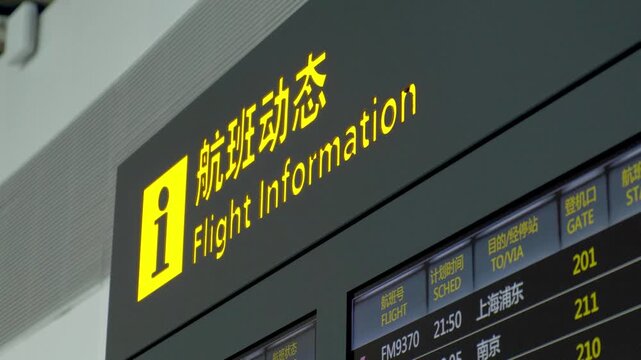 Airport Flight Information Display Board Close-Up