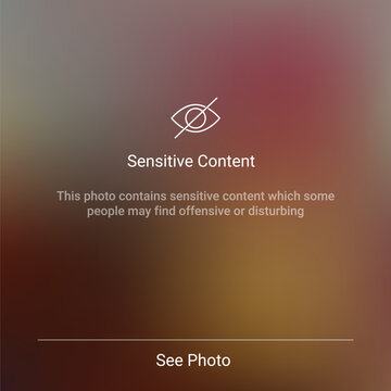Censorship sensitive content warning eye icon. Photo censor content blur attention screen hidden template.