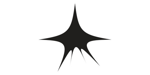 Minimalist Abstract Black Starburst  Sharp Geometric Vector Shape for Modern Graphic Design.