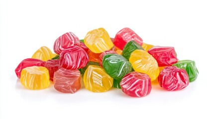 Vibrant jelly candies on white background. AI generated