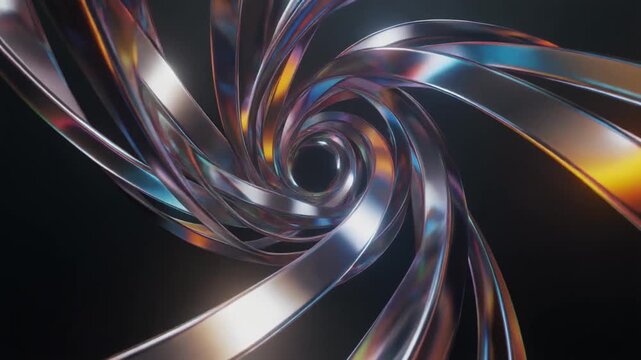 Wide metallic ribbons floating in a weightless void,