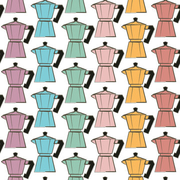 Moka Coffee Pot Caffettiera seamless pattern.