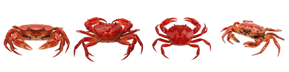 Fresh Red Crab PNG Isolated White Background, Cooked Dungeness and King Crab Set, Marine Seafood Crustacean Collection, Realistic Underwater Animal Clipart © Char
