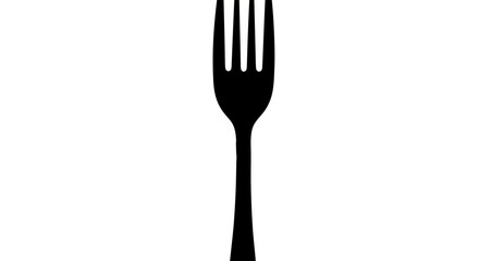 A black fork silhouette standing upright on a flat surface viewed from the side © John