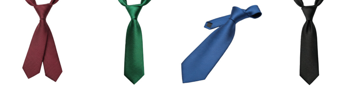 Necktie PNG Isolated White Background, Silk Men's Tie Collection, Burgundy Green Royal Blue Black Formalwear, Business Suit Accessories, Professional Neckwear Set