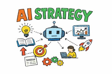 Comprehensive AI Strategy Illustration Capturing Intelligent Automation Learning and Growth Opportunities for Future Business Success captured with clarity