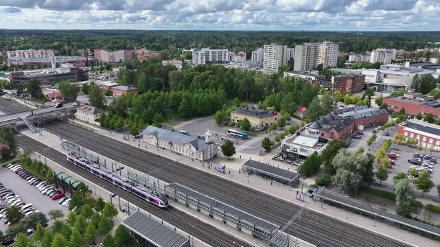 Kerava Finland train station aerial at summer