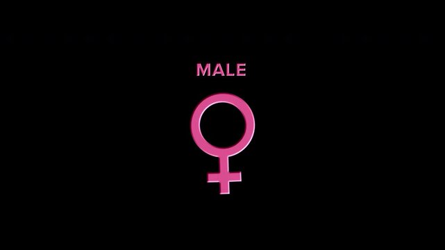 Male to Female Gender Symbol Morph Animation on Transparent Background