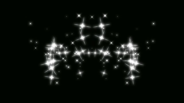 Fairy dust wand glitter trail animation, with sparkling star line, 2d glitter star sparkle animation, with magic line dust, pixie dust path and glittering star line effect on black screen. 4k