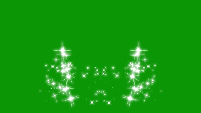 Stardust christmas magic glitter sparkle trail on green screen, twinkling glitter stars animation with flat vector doodle, sparkle disappearing particle, star object loop animation. 4K
