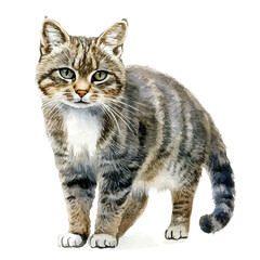 Corsican Wildcat, watercolor vector, clipart, isolated on a white background. © yalora