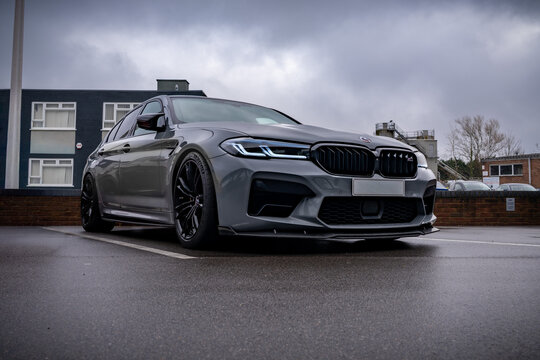 BMW M5 Competition in Grey with Illuminated Headlights