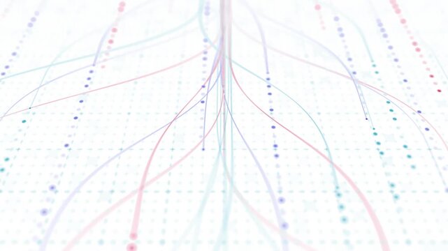 Abstract Neural Network Graph Visualization, AI Machine Learning Data Classification. Connected Nodes and Flow Lines, Big Data Technology Abstract Background for Artificial Intelligence Communication