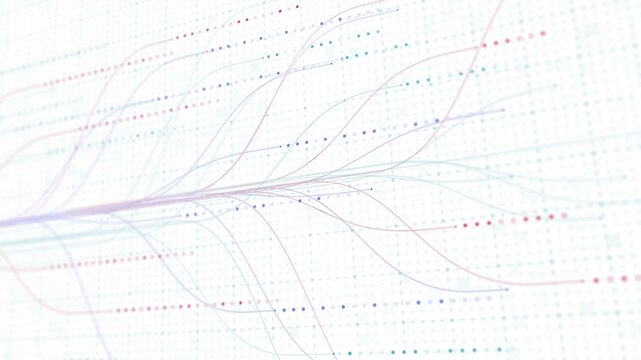 Abstract Neural Network Graph Visualization, AI Machine Learning Data Classification. Connected Nodes and Flow Lines, Big Data Technology Abstract Background for Artificial Intelligence Communication