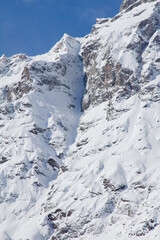 snow covered mountains in cervinia,italy