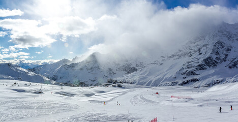 panorama Cervinia station in Italy