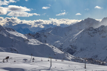 panorama Cervinia station in Italy