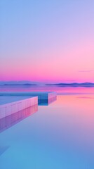 Obraz premium sunset, pool, pastel, ocean, luxury, calm, sky, 静けさ, 癒し