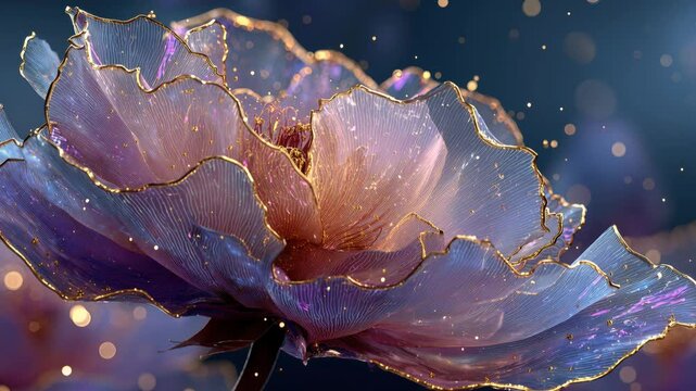 flower animation unfolding, luminous petal bloom, digital art blossom, magical transformation, glowing rose, enchanted bloom, celestial petal.