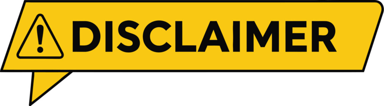 A yellow banner displays the word disclaimer with an exclamation mark icon.