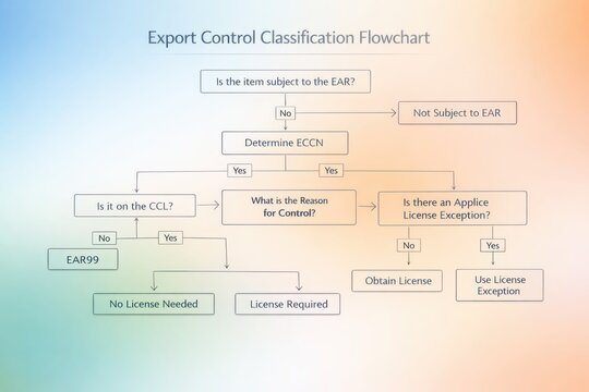 Comprehensive Insight into Export Control Classification Flowchart Illustrating Procedures for Evaluating Export Licensing Requirements and Determining License Exceptions with Clear Visual Steps