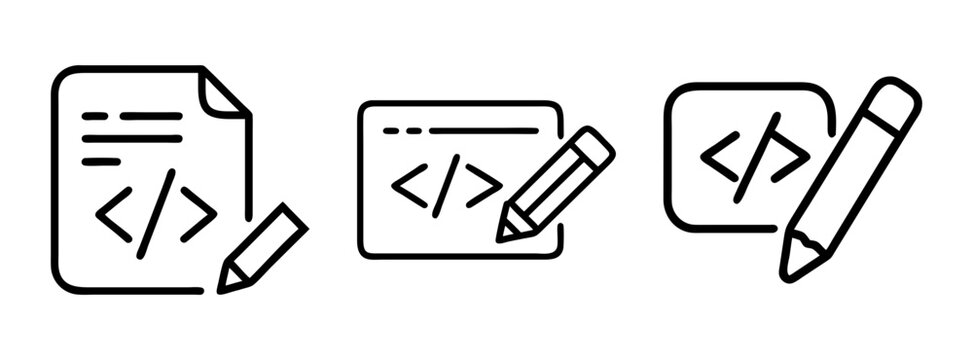Coding documentation and web development icon for software engineers and programmers writing code