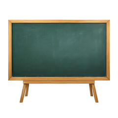 Empty green chalkboard with wooden frame isolated on transparent background
