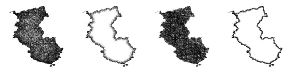 Sketch Wakayama outline map design set