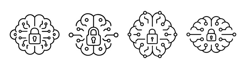 Secure ai brain data protection concept with padlock for cybersecurity and privacy design 90