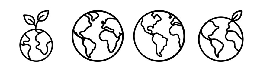 Obraz premium Growing earth planet with leaves vector illustration for earth day and environmental concepts
