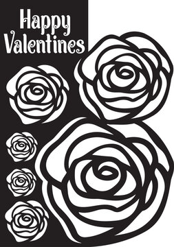 Triple Rose Blossom Silhouette - Intricate Floral Paper-Cut Design for Valentine's Day SVG Detailed Rose Flower Collection - Romantic Silhouette Illustration for Wedding and Love Crafts