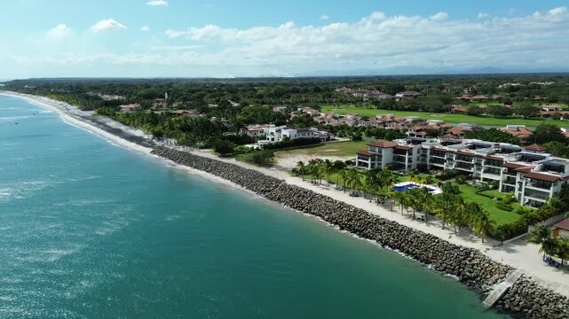 Rio Hato panamanian aerial view of beach and resort area in Panama near the ocean