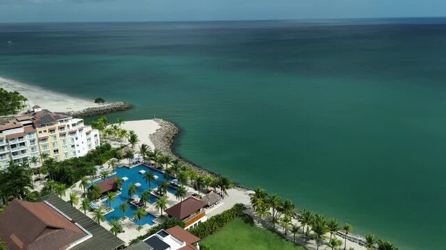 Rio Hato aerial view of beach and resort area in Panama near the ocean