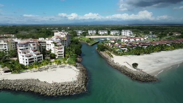 Rio Hato aerial view of beach and resort area in Panama near the ocean