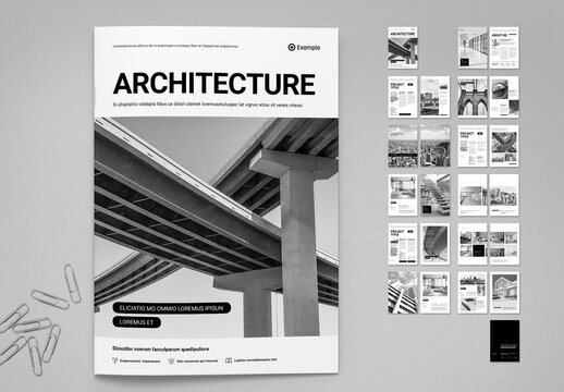 Professional Portfolio Template for Architecture Design Studio in Black and White