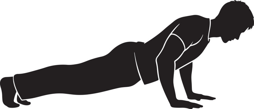 Silhouette of a man performing a push-up exercise, highlighting strength training and fitness.