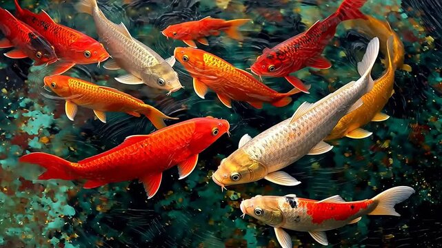 Colorful koi fish swimming in water