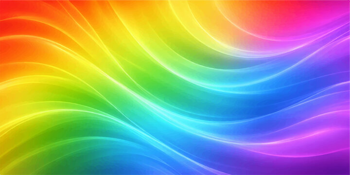 An artistic abstract rainbow background features a colorful spectrum of light and motion with bright wavy lines and a blurred swirl texture for a vibrant wallpaper design