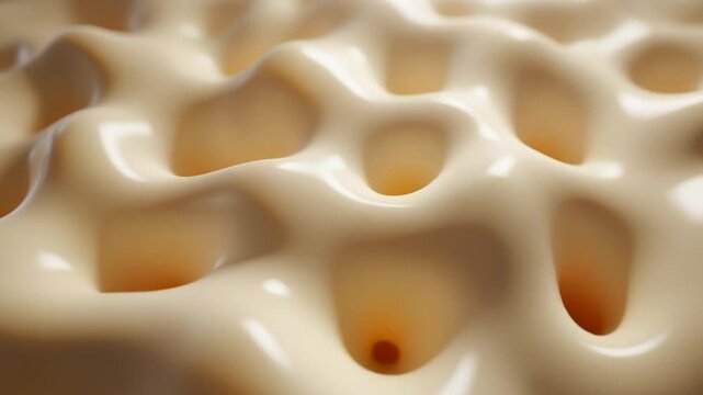 Macro Closeup of Creamy Swiss Cheese Texture with Deep Round Holes