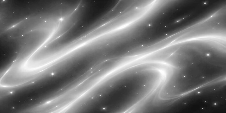 An abstract blue space background features flowing silk textures and smooth galaxy waves with glowing stars and dark nebula patterns for a cosmic wallpaper design