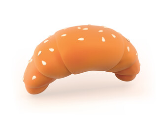 Cartoon Croissant 3D Vector icon illustration