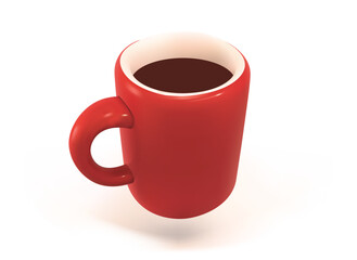 Red Coffee Mug 3D Vector icon illustration