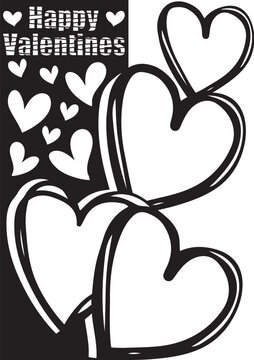 Double Heart Flower Valentine Vector Illustration, Romantic Heart and Floral Line Art Design for Cards Prints Stickers
