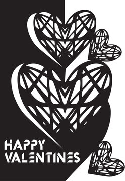 Geometric Heart Valentine Vector Illustration, Modern Abstract Heart Line Art, Romantic Valentine Design for Posters Cards and Stickers