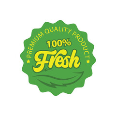 100% fresh food green circle design. Abstract mint leaf. for natural, organic, icon, green, healthy, vegetarian, logo, label, seal, sign, symbol, badge, sticker, emblem © Juragan