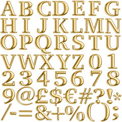 3d golden alphabet set