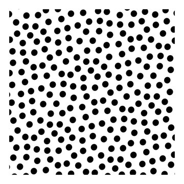 Big black round spots scattered. Irregular polka dot. Vector illustration. JPEG version.