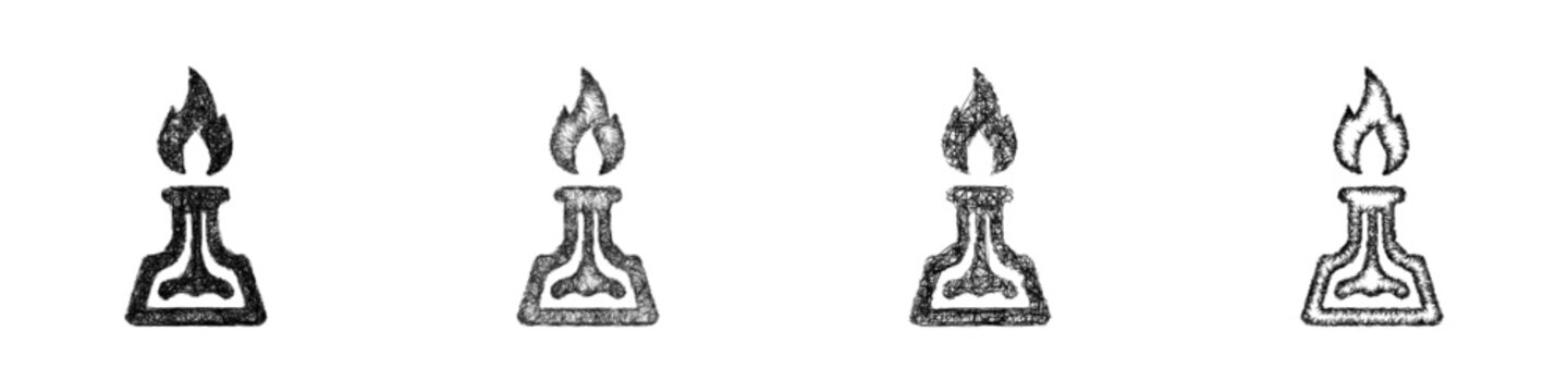 Sketch bunsen burner icon design set