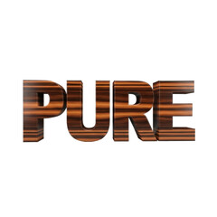 3D Wooden 'Pure' Text on Transparent